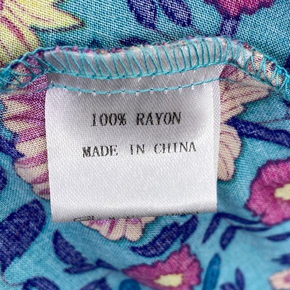 ZESICA Boho Chic Floral Mini Wrap Dress Womens Sz L Turquoise Blue Spring Summer - Picture 8 of 9